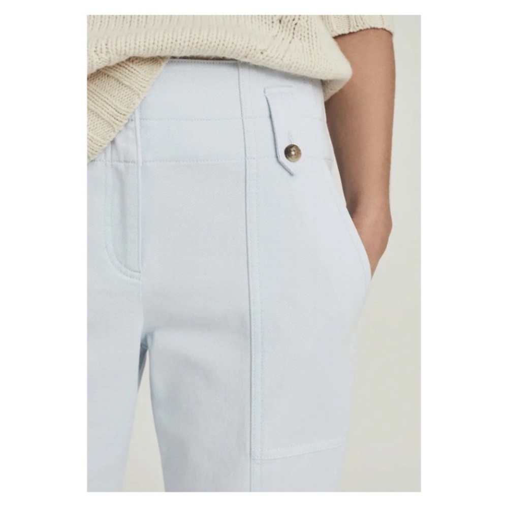 New! REISS Bradie Cotton Tapered Cargo Pants Jeans in Pale Blue - Picture 4 of 9
